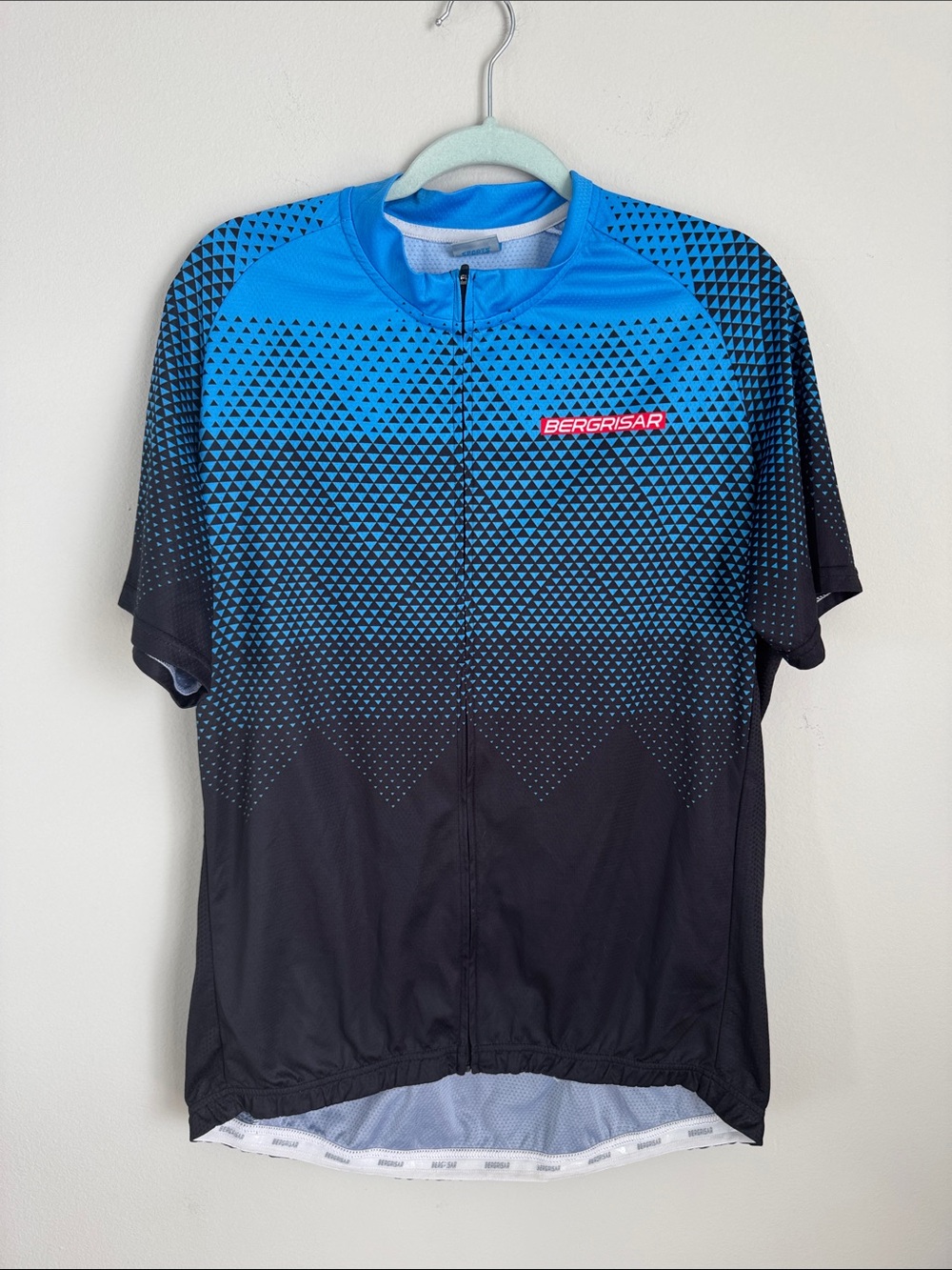 BERGRISAR Cycling Jersey XXL Blue Black Full Zip Road Bike Shirt Cycling Top
